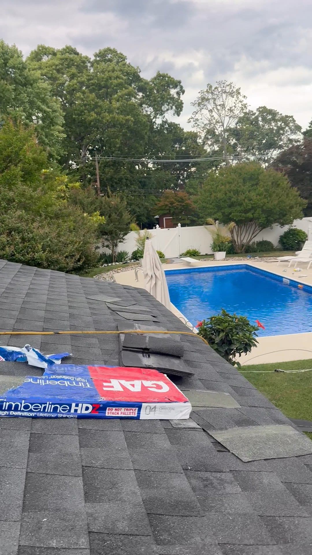 GAF Timberline HD bundles staged on roof — Green Apple Roofing, New Jersey