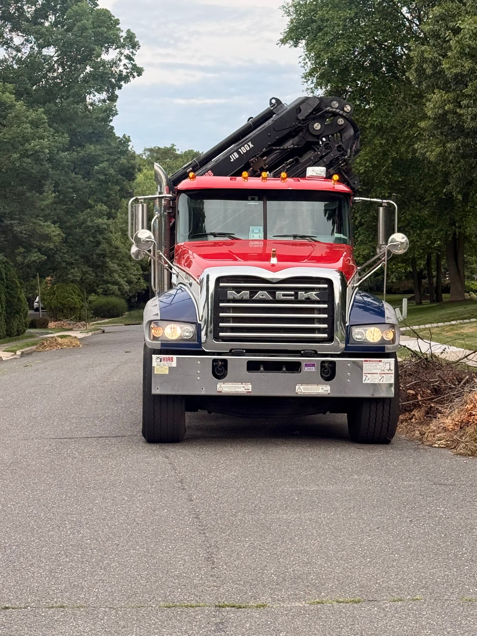 Crane/grapple delivery truck — Green Apple Roofing, New Jersey