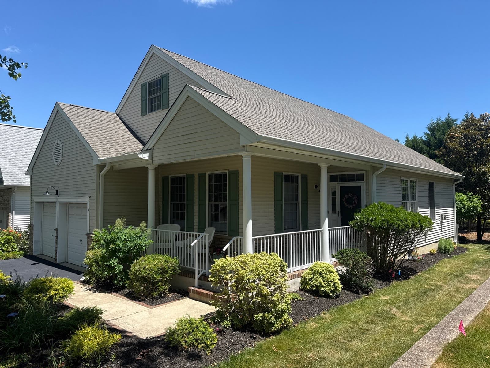 Completed home with new roof, porch and landscaping — Green Apple Roofing, New Jersey