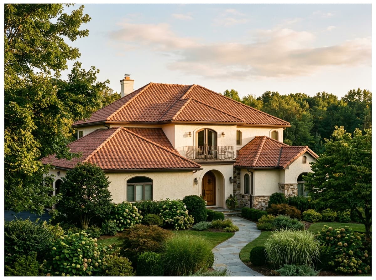 A New Jersey residential roof by Green Apple Roofing where skylights are installed